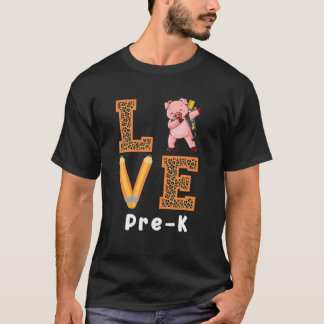 T-shirt Aimer Pré-K Cochon Pré-K Enseignant Retour À L'Éco