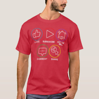 T-shirt Aimer S'abonner Sonner la Cloche Commenter Partage