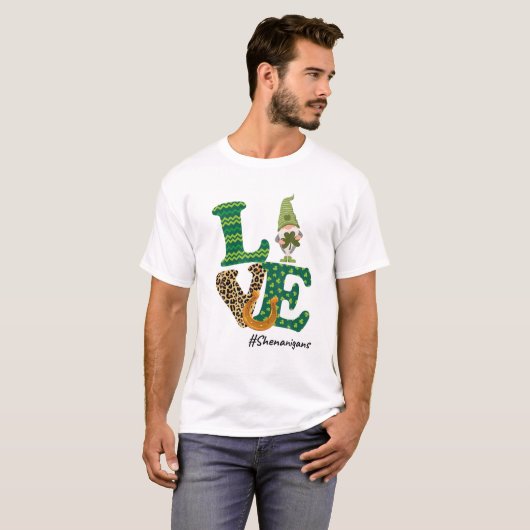 T-shirt Aimer Shenanigans Lucky Leopard Gnome St patrick D (Devant entier)