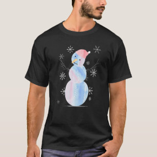 T-shirt Aimer Softball Snowman Pastel Aquarelle bleu clair