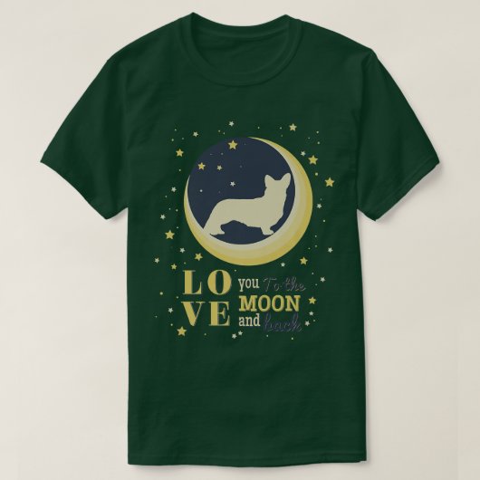 T-shirt Aimez Cardigan Welsh Corgi À La Lune  (Design devant)