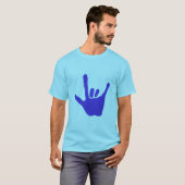 T-shirt Aimez la main, langue des signes, dans le bleu, (Devant entier)