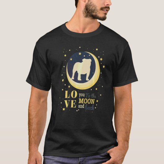 T-shirt Aimez Le Chien À La Lune Anglais (Devant)