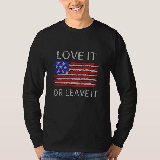 T-shirt Aimez-le ou quittez-le Drapeau USA (Devant)