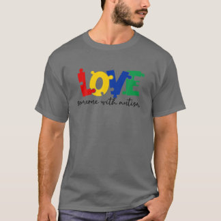 T-shirt Aimez Quelqu'Un Avec Autisme Puzzle Pièces Autisme