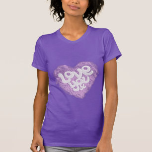 T-shirt Aimez-vous coeur mauve-clair de x sur la pièce en