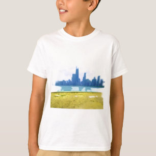 T-shirt Air Brossé Chicago Skyline Art