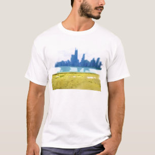 T-shirt Air Brossé Chicago Skyline Art