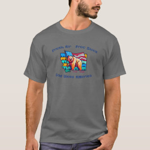 T-shirt Air frais Cieux libres Dieu bénisse l'Amérique Mo