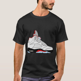 T-shirt Air Jordan V (5) Tongue Argent Rouge Feu
