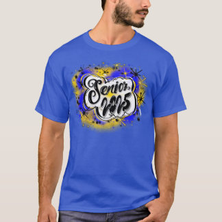 T-shirt Airbrush Senior 2025 Custom Blue & Yellow Shirt