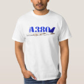T-shirt Airbus A380 Dessin d'aquarelle d'avion (Devant)