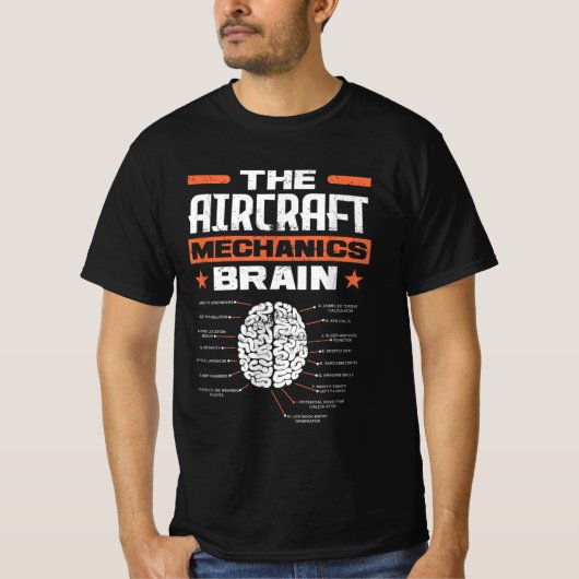 T-shirt Aircraft Mechanics Brain Aviation Funny Aircraft M (Devant)