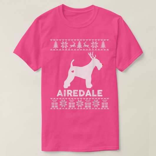 T-shirt Airedale Amoureux des chiens Noël Reindeer Noël la (Design devant)