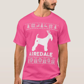 T-shirt Airedale Amoureux des chiens Noël Reindeer Noël la