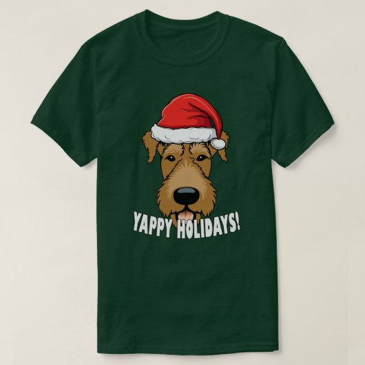 T-shirt Airedale Terrier Amoureux des chiens de Noël Puppy (Design devant)