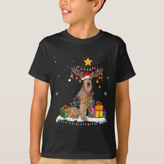 T-shirt Airedale Terrier Chien Noël Reindee Noël (Devant)