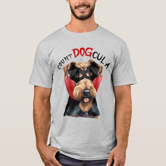 T-shirt Airedale Terrier Count DOGcula Funny Dog Lover (Devant)
