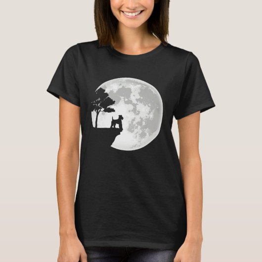 T-shirt Airedale Terrier Dog Breed Moon Halloween Apparel (Devant)