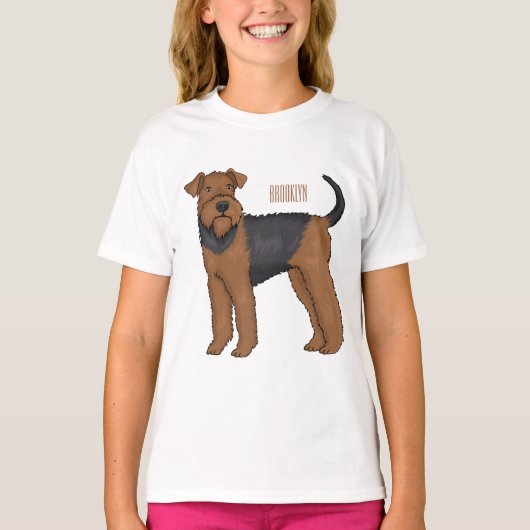 T-shirt Airedale terrier dog cartoon (Devant)