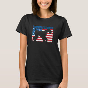 T-shirt Airedale Terrier drapeau américain
