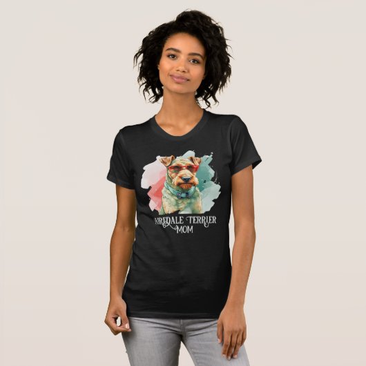 T-shirt Airedale Terrier Maman Chien Lunettes de soleil (Devant entier)