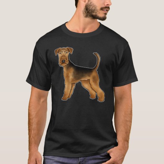 T-shirt Airedale Terrier mignon Caricature Chien Bingley T (Devant)