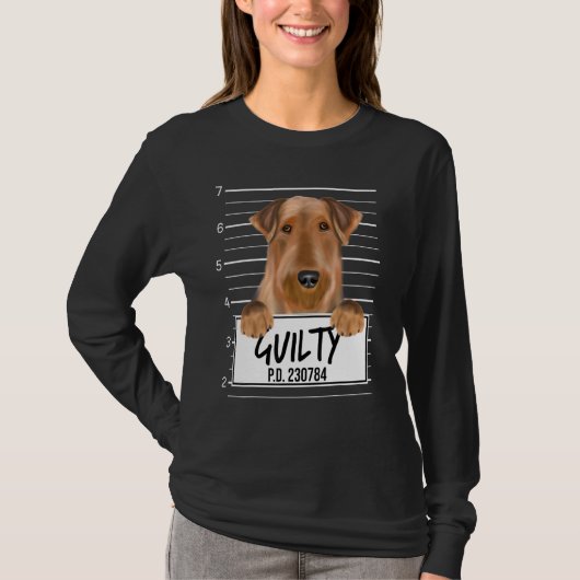 T-shirt Airedale Terrier Mugshot Chien coupable (Devant)