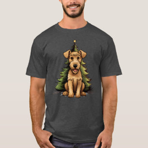 T-shirt Airedale Terrier Noël Chien Chien Chien Chien Chie