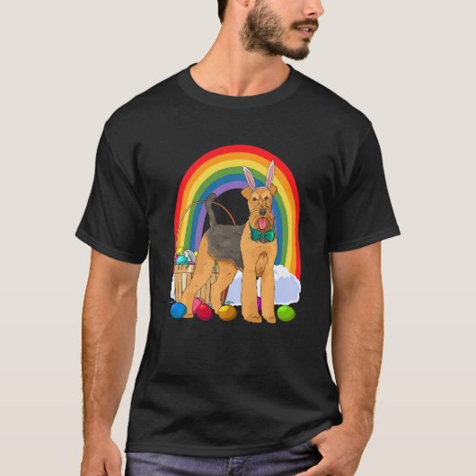 T-shirt Airedale Terrier OEufs de Pâques Chien lapin (Devant)