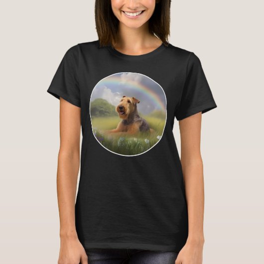 T-shirt Airedale Terrier Rainbow Bridge mignon Chien chiot (Devant)