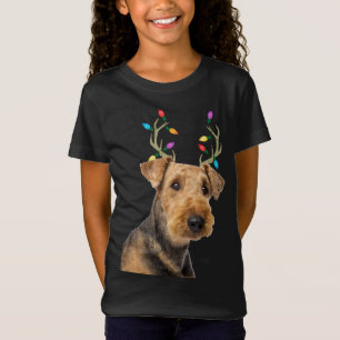 T-Shirt Airedale Terrier Reindeer Chien de Noël