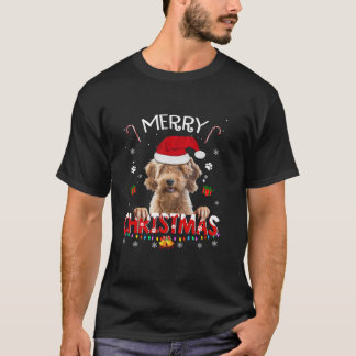 T-shirt Airedale Terrier Santa Hat Joyeux Noël Boys Me