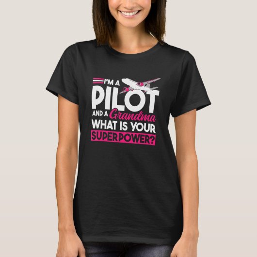 T-shirt Airplane Pilot Grandmother Aviator  Aircraft Pilot (Devant)