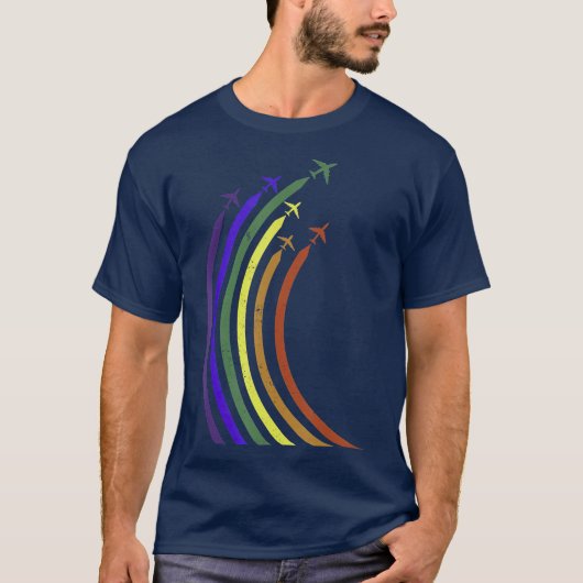T-shirt Airplane Rainbow  CSD LGBTQ Pride (Devant)