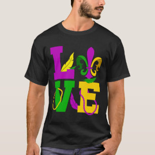 T-shirt AIVE Mardi Gras Mardi Gras Beads Fleur De Lys