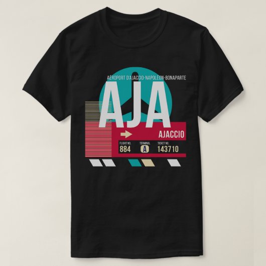 T-shirt Ajaccio Corse AJA Code de l'aéroport Bague E (Design devant)