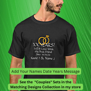 T-shirt Ajouter des années, date, noms, Mariage Anniversai