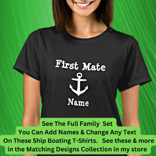 T-shirt Ajouter le nom First Mate Ancre Boat Matching Fami
