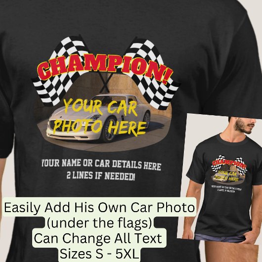 T-shirt Ajouter Le Nom Son Texte De Photo De Voiture, Cham