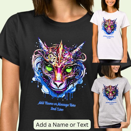 T-shirt Ajouter le nom Texte, Imaginaire rose bleu Dragon