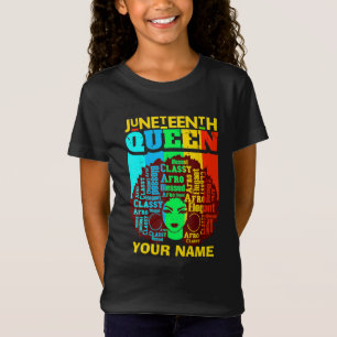 T-Shirt Ajouter le nom Texte Junetdix Black Queen Afro Mel