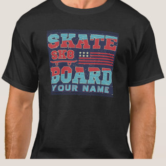 T-shirt Ajouter le nom Texte Skate SK8 USA Indicateur Roug