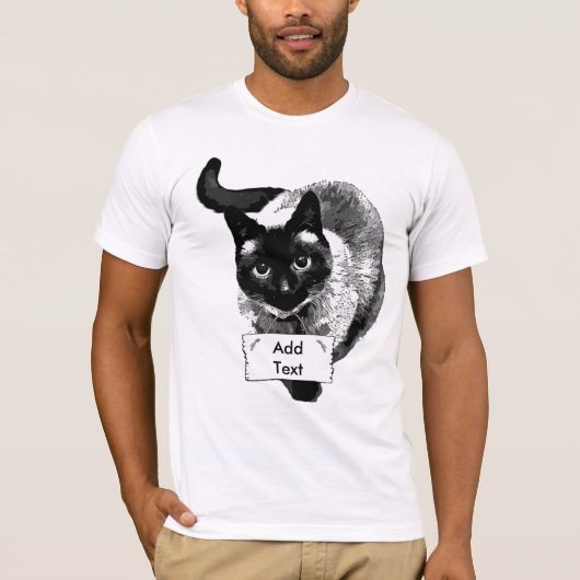 T-shirt Ajouter un message à ce chat amusant tenant un sig (Devant)