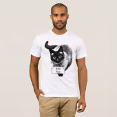 T-shirt Ajouter un message à ce chat amusant tenant un sig (Devant entier)