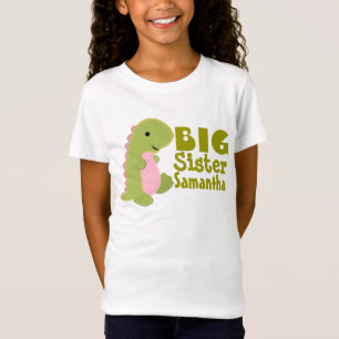 T-Shirt Ajouter un nom Big Sister Dinosaur Imprimer