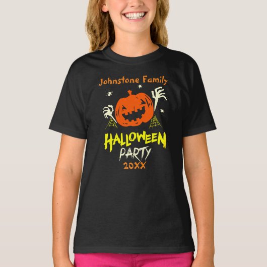 T-shirt Ajouter un nom de famille Année Halloween Partie M (Devant)