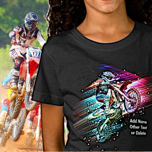 T-Shirt Ajouter un nom Texte (ou Supprimer) Motocross Bike