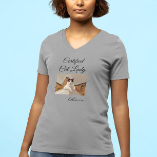 T-shirt Ajouter une photo Femme activewear chat dame léger