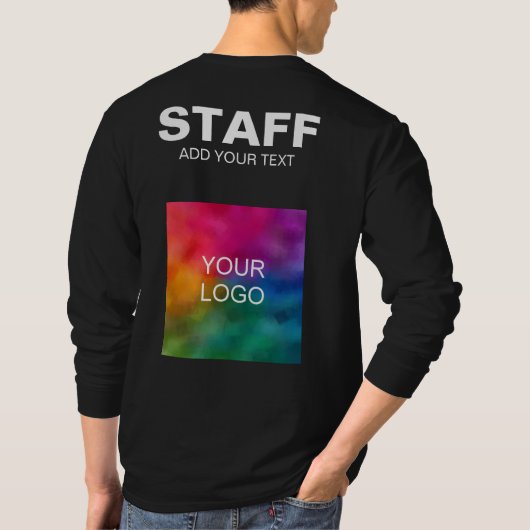 T-shirt Ajouter Votre Logo Texte Ici Mens Long Sleeve Staf (Dos)